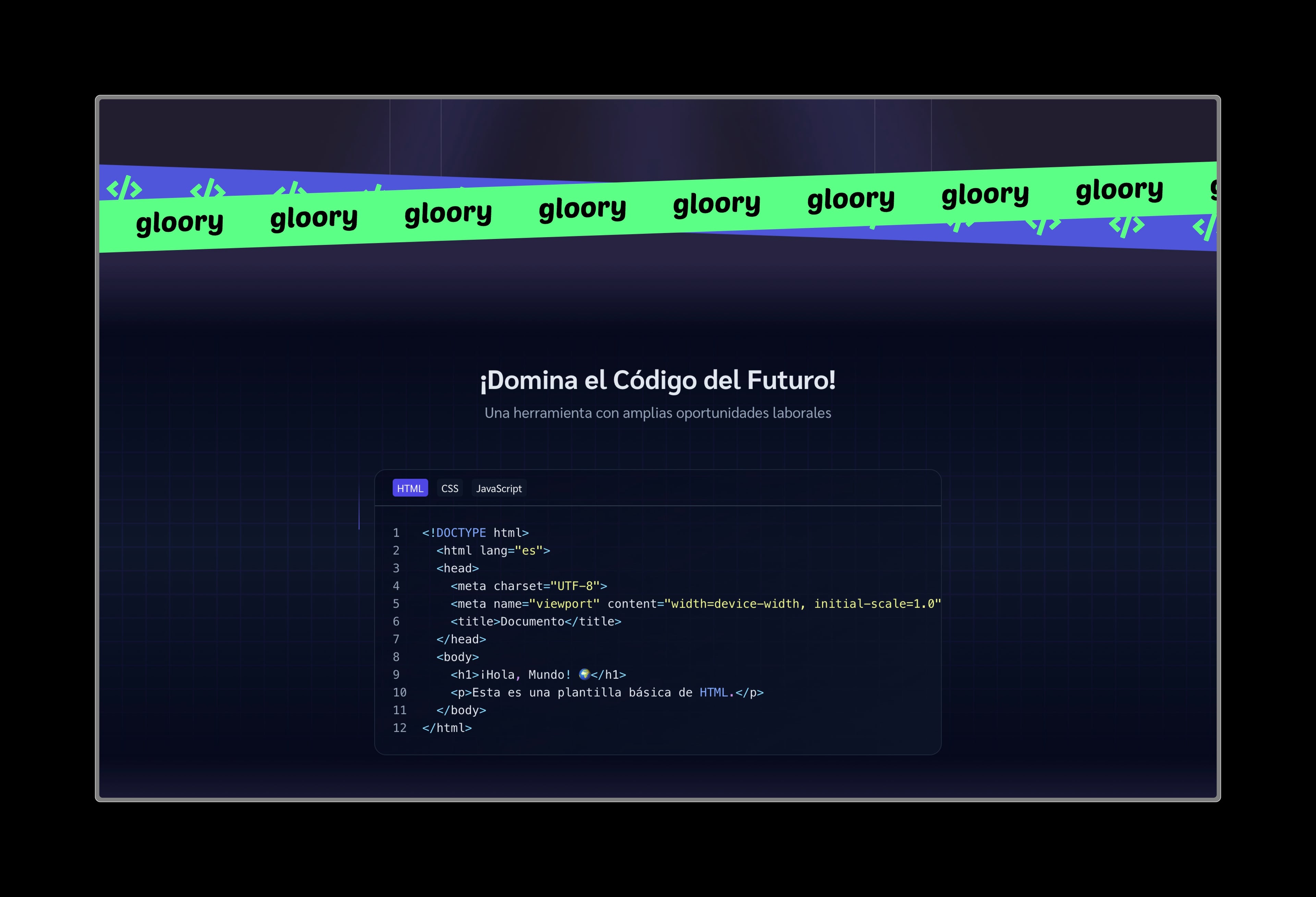 Screenshot of the Gloory Aprender project