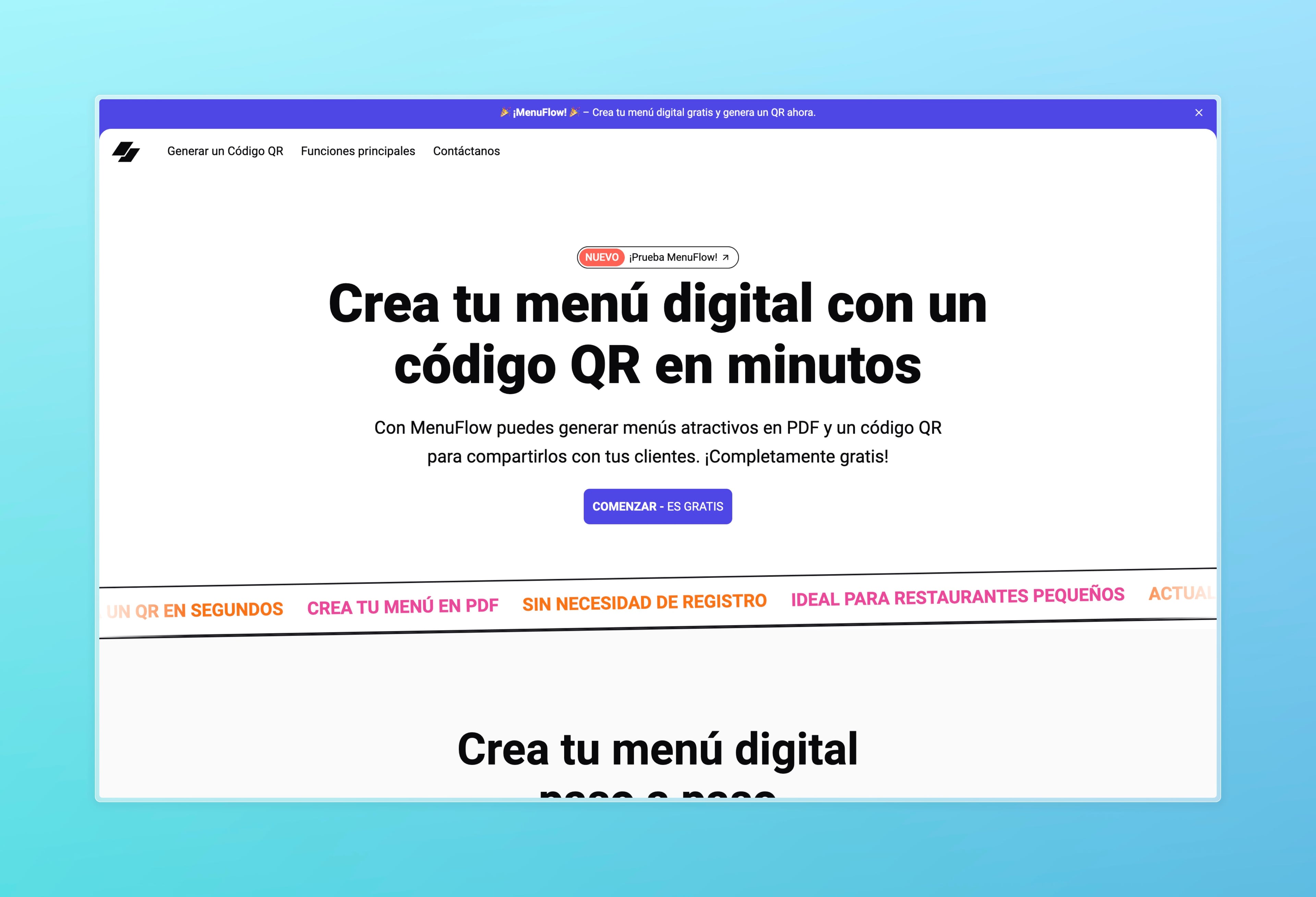 Screenshot of the MenuFlow project